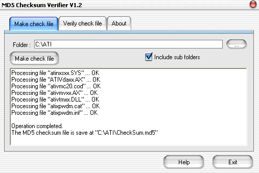 MD5 Checksum Verifier screen shot